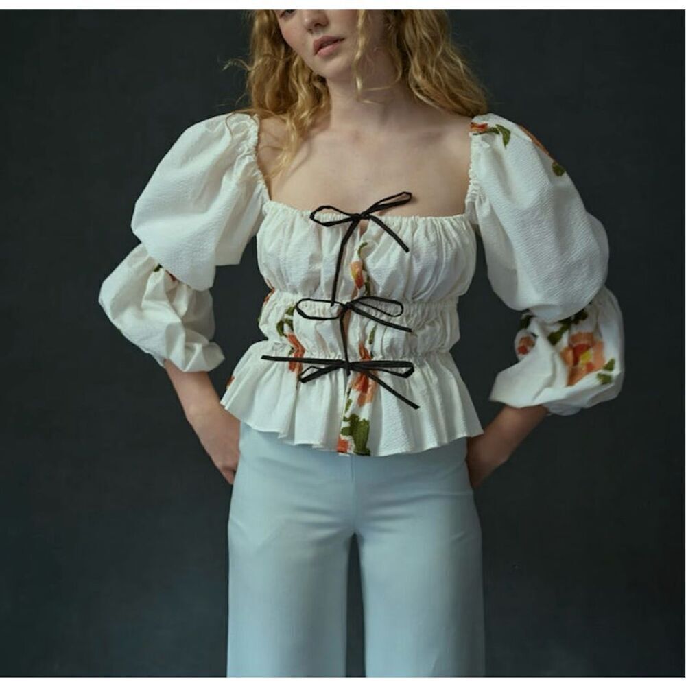 Naya Rae Front Tie Floral Blouse - Picture 1 of 6